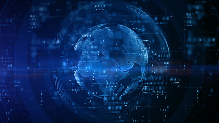 地球地球数字设计与蓝色背景网络技术社会