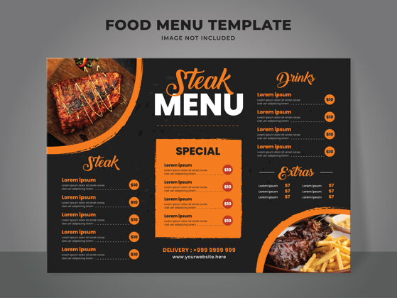 牛肉牛排菜单模板.食品餐厅和咖啡厅的菜单肉菜单食物