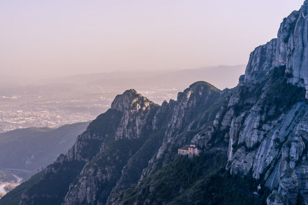 风景蒙塞拉特山脉风景在加泰罗尼亚 西班牙风景自然风景