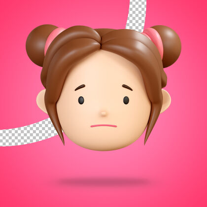 可爱略带愁容的表情表情为可爱女孩角色3d渲染脸头渲染