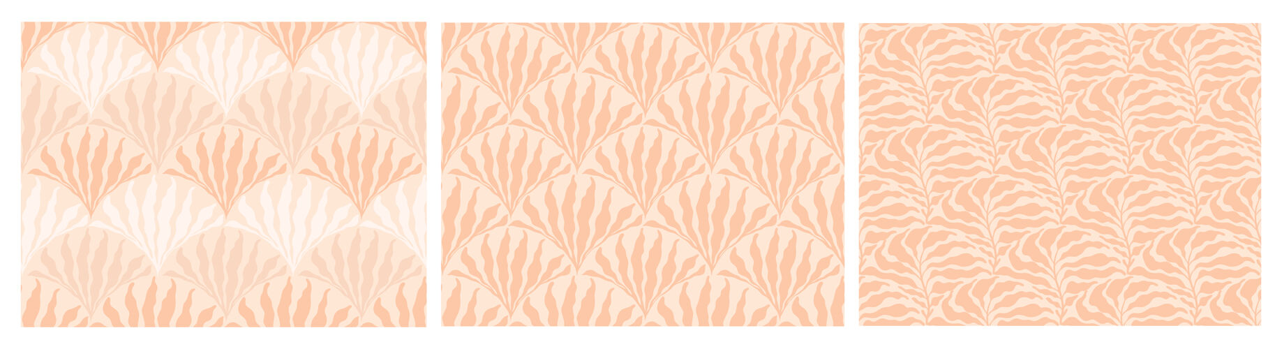 棕榈一套抽象简约的波西米亚风格的无缝图案与手工绘制的点和叶橙色无缝图案抽象