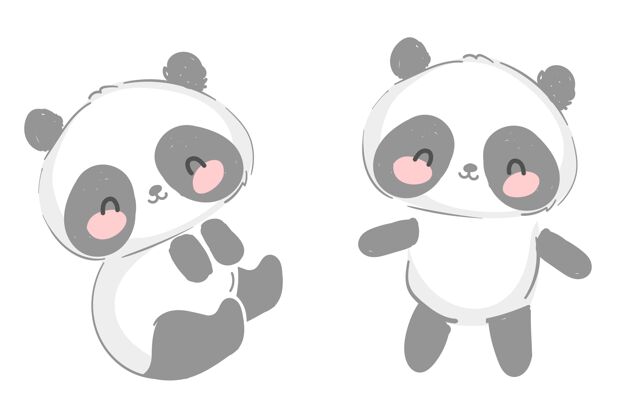 素描可爱的熊猫有趣的手绘插图可爱明星卡通