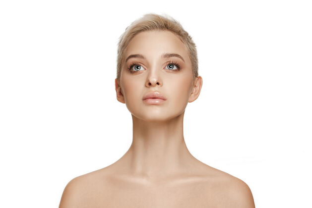 肖像美丽的女性脸庞完美洁净的白皙肌肤美容 护理 护肤 治疗 健康 spa 美容理念皮肤纯洁自然