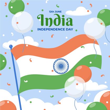 平面设计印度独立日插图自由爱国自由战士