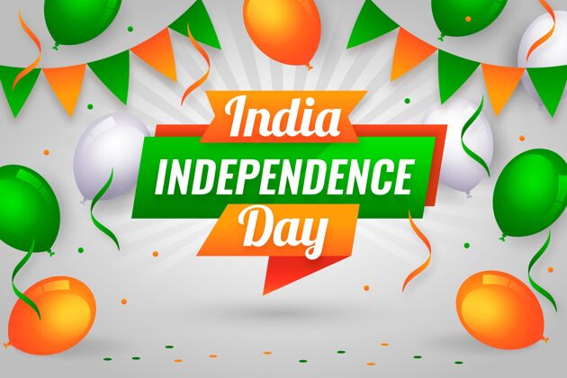 平面设计印度独立日插图纪念爱国庆祝