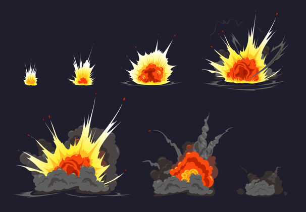 原子炸弹爆炸卡通漫画连环漫画系列插画发光炸弹烟雾