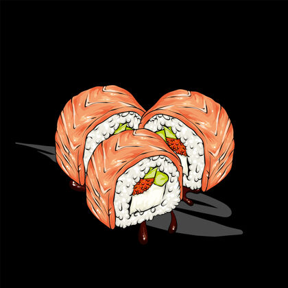 面包卷手绘鱼寿司卷食物寿司鱼