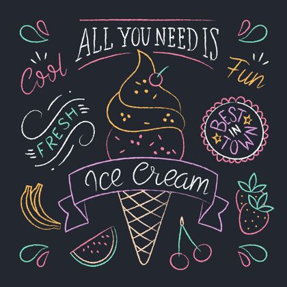 冷冻食品手绘冰淇淋黑板文字甜点刻字手绘
