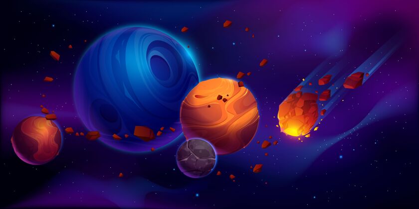 小行星行星和小行星的太空插图行星太空宇宙