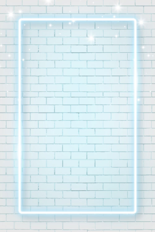 砖墙背景砖墙背景上的蓝色霓虹灯框架收藏空白空白