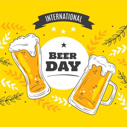 手绘手绘国际啤酒日插画国际啤酒日啤酒日全球