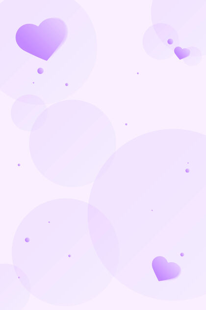 浪漫心形泡泡图案紫色背景庆祝心墙纸心