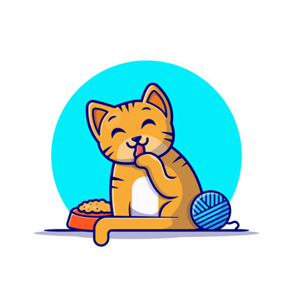 纤维可爱的毛线球卡通人物猫动物性孤立动物快乐卡通