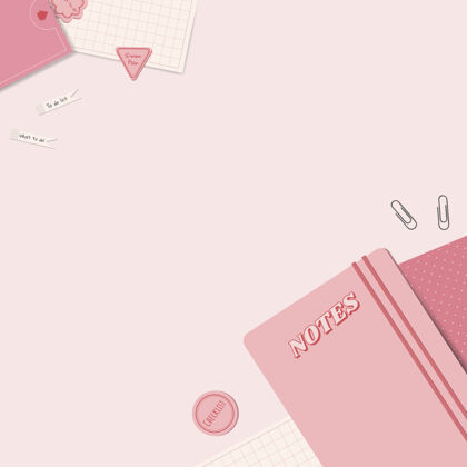 纸张粉红色的记事本 夹子 笔记和办公用品办公用品记事本便笺