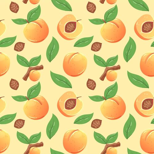 图案详细的桃花图案设计桃水果水果图案