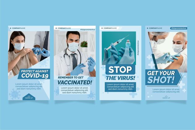 收集平面疫苗instagram故事收集与照片流行病感染分类