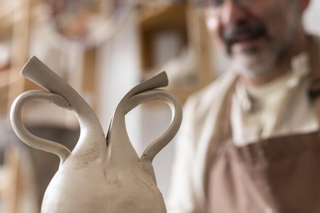 陶器特写艺术家和陶罐室内工匠爱好