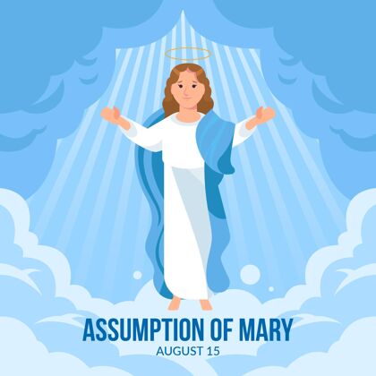 8月15日玛丽的平淡假设宗教平面设计天主教