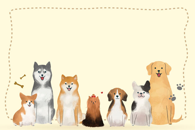 可爱用动物涂鸦装帧动物画框石吧犬