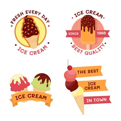 标签扁平冰淇淋标签系列平面设计食品包装