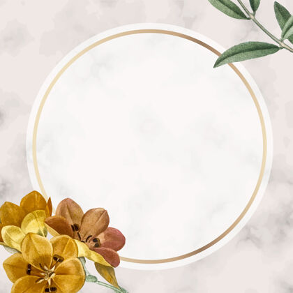 花框架圆形金色花框背景圆植物形状