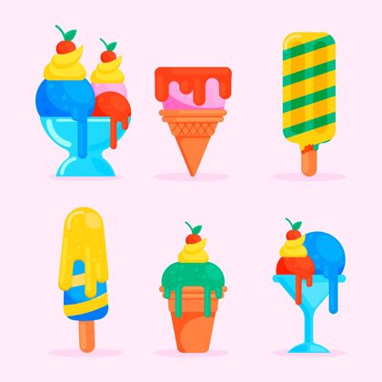 平面设计扁平冰淇淋包甜点季节夏天