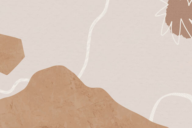 孟菲斯风格棕色背景 抽象孟菲斯山插图 大地色调自然山脉孟菲斯背景