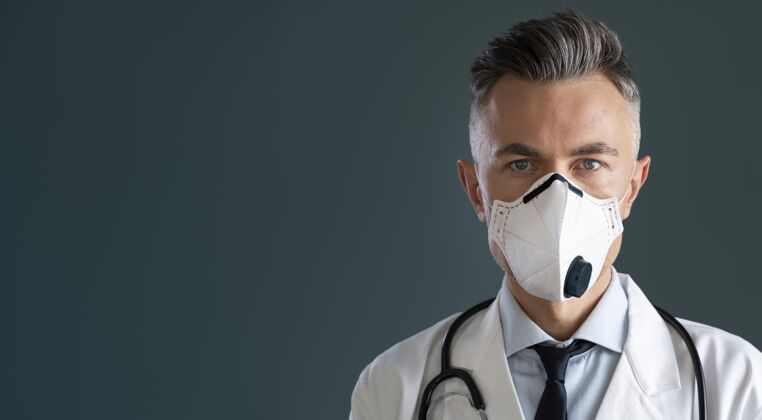 医生带拷贝空间的卫生工作者工人肖像面罩