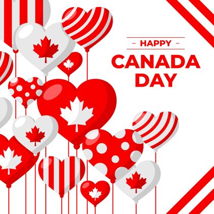 节日平坦的加拿大日气球背景爱国壁纸加拿大