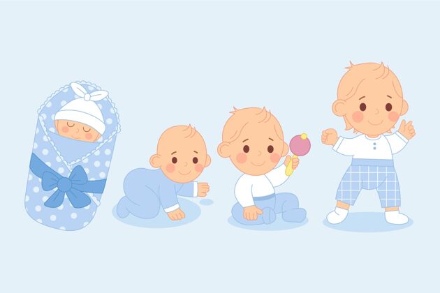 宝贝男婴系列的平面设计阶段人类幼儿收藏