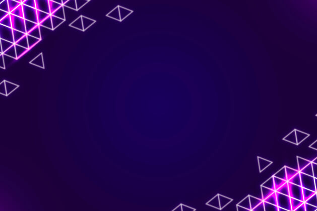 复制空间霓虹几何边界上的深紫色背景边框空白空间霓虹灯框架