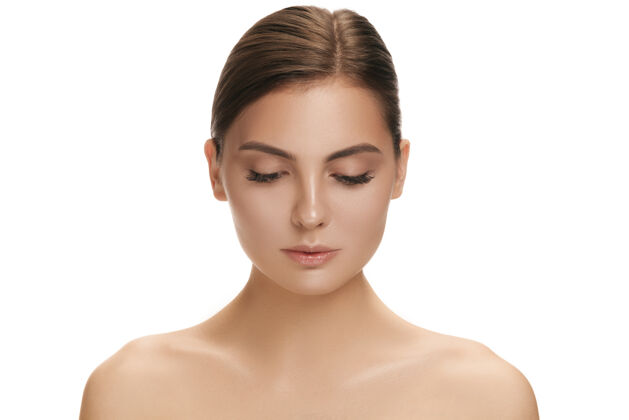 皮肤护理美丽的女性脸庞完美洁净的白皙肌肤美容 护理 护肤 治疗 健康 spa 美容理念清晰化妆年轻