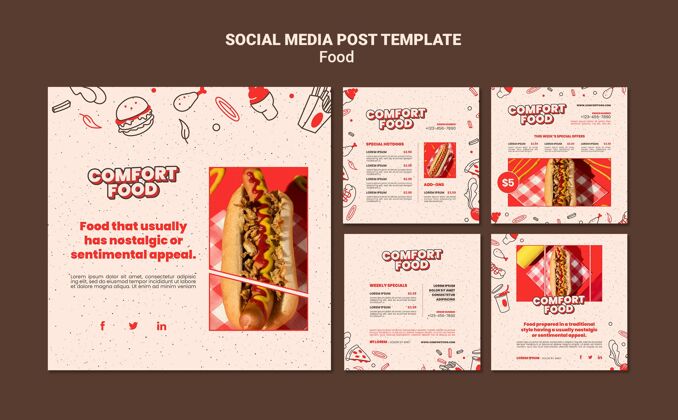 社交媒体帖子Instagram发布了热狗舒适食品系列Instagram面包套餐
