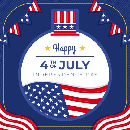 7月4日快乐七月四日-独立日插画美国贺卡纪念