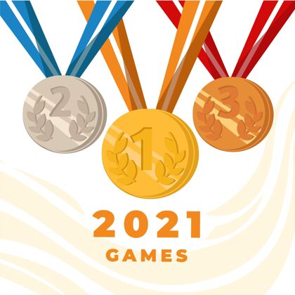 奥运会手绘2021年奥运会插画铜牌比赛金牌
