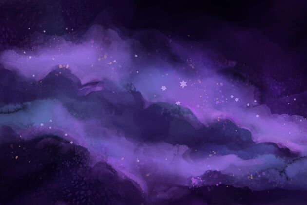 水彩手绘水彩银河背景太空背景银河墙纸