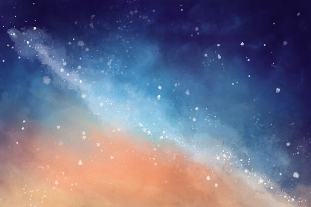 星座手绘水彩银河背景星系星云水彩画背景