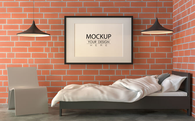 海报海报框架模型室内卧室卧室3d墙室内