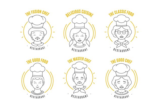 企业线性平面厨师标志系列企业标识品牌公司标识