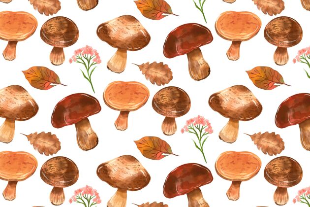 图案手绘水彩蘑菇图案水彩水彩图案手绘