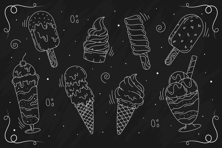 奶油冰淇淋黑板背景风格季节凉爽冰淇淋