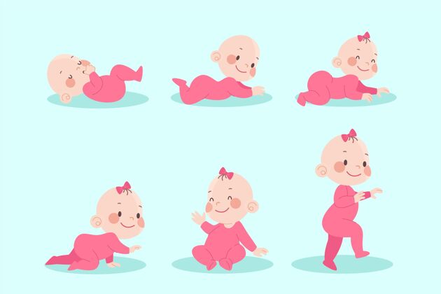 可爱女婴包的扁平舞台平面设计孩子包