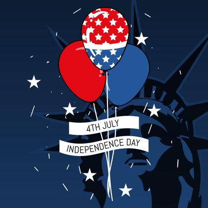 墙纸七月四日-独立日气球背景手绘美国7月4日