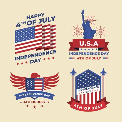 收藏七月四日公寓-独立日徽章收藏平面设计活动美国