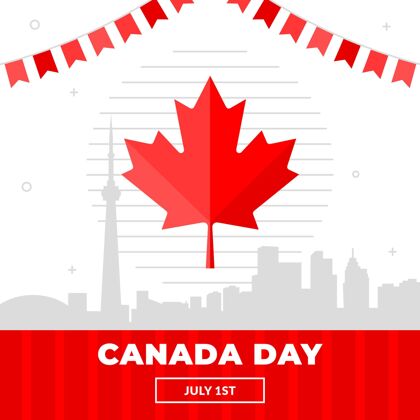 爱国平坦的加拿大日庆祝插画加拿大节日庆祝活动