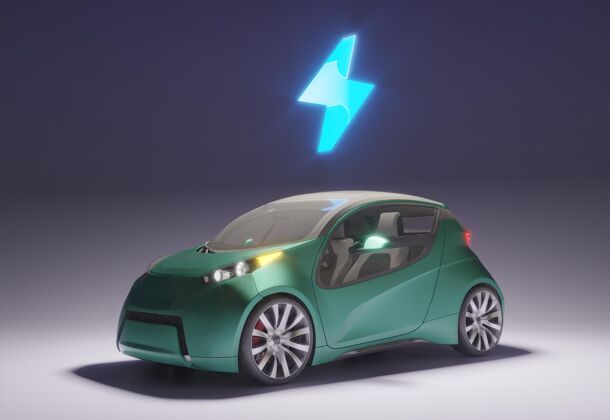 技术带充电电池的3d电动车创新电动汽车3d