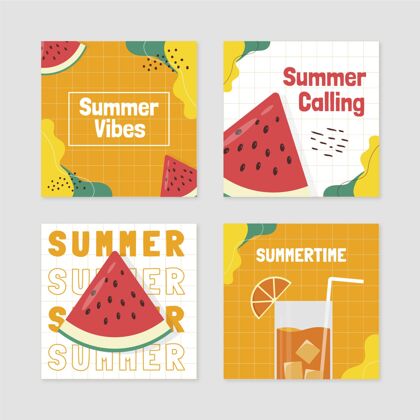 分类平夏instagram帖子集季节包装平面设计