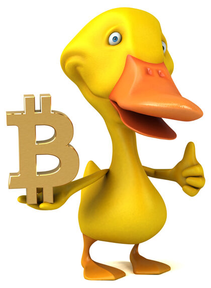 加密货币有趣的鸭子三维插图美丽金钱鸟嘴