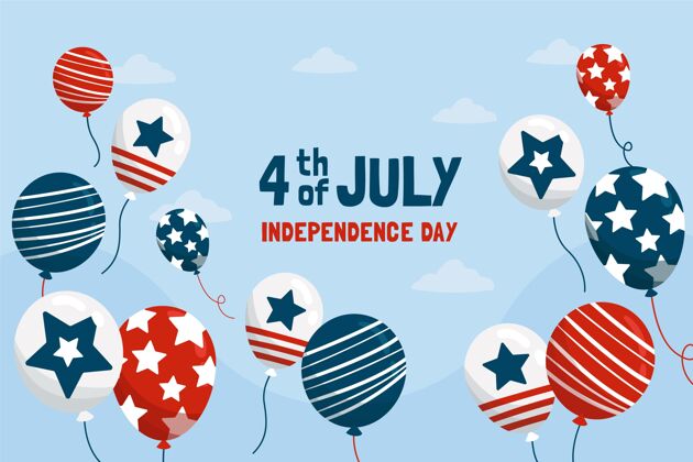 庆典手绘七月四日独立日气球背景美国7月4日背景节日