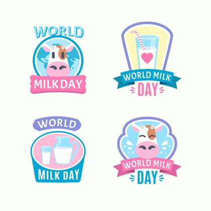 庆典平板世界牛奶日徽章收藏标签徽章收集6月1日